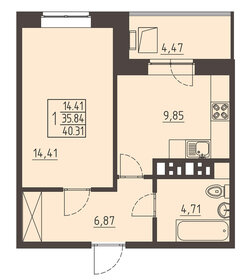 Квартира 40,3 м², 1-комнатная - изображение 1