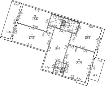 64,8 м², 3-комнатная квартира 6 700 000 ₽ - изображение 69