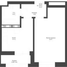 Квартира 38,1 м², 1-комнатная - изображение 3