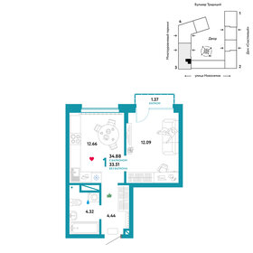 34 м², 1-комнатная квартира 4 500 000 ₽ - изображение 86