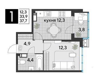 37,6 м², 1-комнатная квартира 6 538 640 ₽ - изображение 7