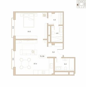 Квартира 71 м², 2-комнатные - изображение 1