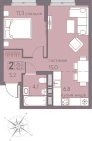 41 м², 2-комнатная квартира 6 000 000 ₽ - изображение 7