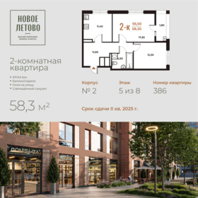 Квартира 58,3 м², 2-комнатная - изображение 1