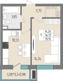 35,2 м², 1-комнатная квартира 4 294 402 ₽ - изображение 24