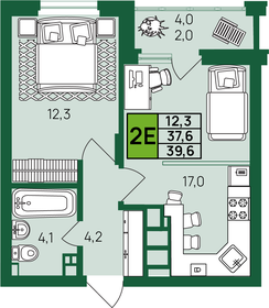 Квартира 39,6 м², 1-комнатная - изображение 1