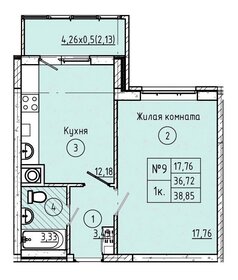 Квартира 38,9 м², 1-комнатная - изображение 1