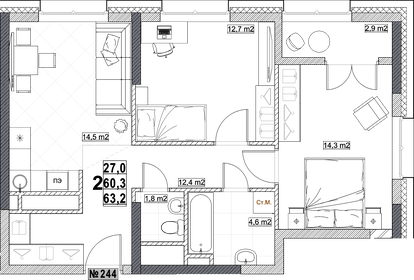 115,6 м², 3-комнатная квартира 24 500 000 ₽ - изображение 139