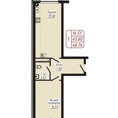 Квартира 48,7 м², 1-комнатная - изображение 5