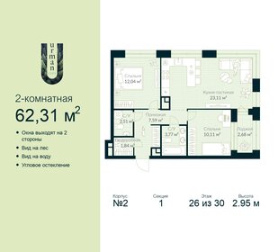 Квартира 62,3 м², 2-комнатная - изображение 1