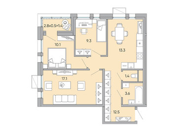 68,6 м², 3-комнатная квартира 10 255 700 ₽ - изображение 23