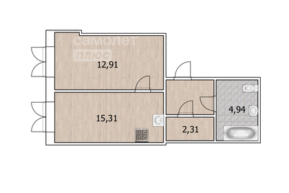 Квартира 36,4 м², 1-комнатная - изображение 1