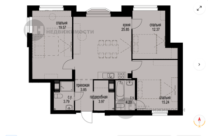 Квартира 88,8 м², 3-комнатная - изображение 1