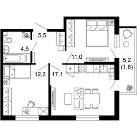 Квартира 51,9 м², 2-комнатная - изображение 1