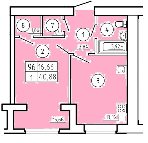 40,9 м², 1-комнатная квартира 3 213 000 ₽ - изображение 1