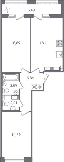 65,6 м², 2-комнатная квартира 18 281 388 ₽ - изображение 31