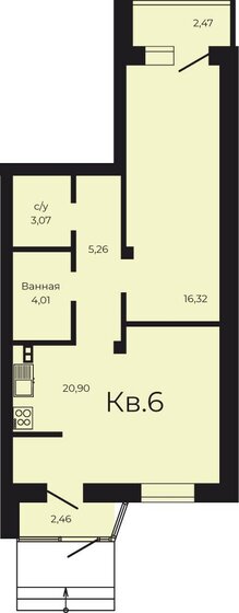 52 м², 1-комнатная квартира 5 463 150 ₽ - изображение 1