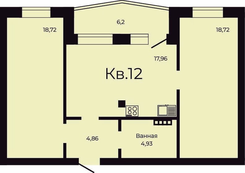 68,2 м², 2-комнатная квартира 6 820 000 ₽ - изображение 1