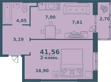 Квартира 41,6 м², 2-комнатная - изображение 1