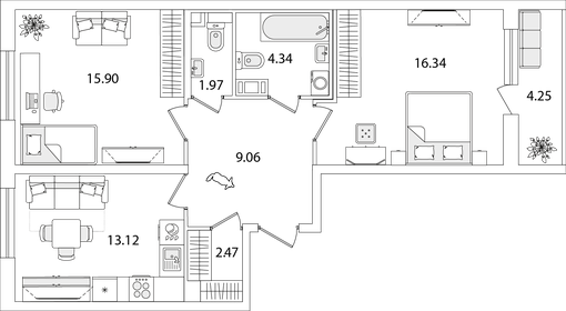 75,8 м², 3-комнатная квартира 14 350 000 ₽ - изображение 137