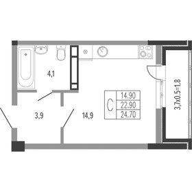 Квартира 24,7 м², студия - изображение 1