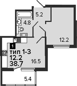 Квартира 40,3 м², 1-комнатная - изображение 1