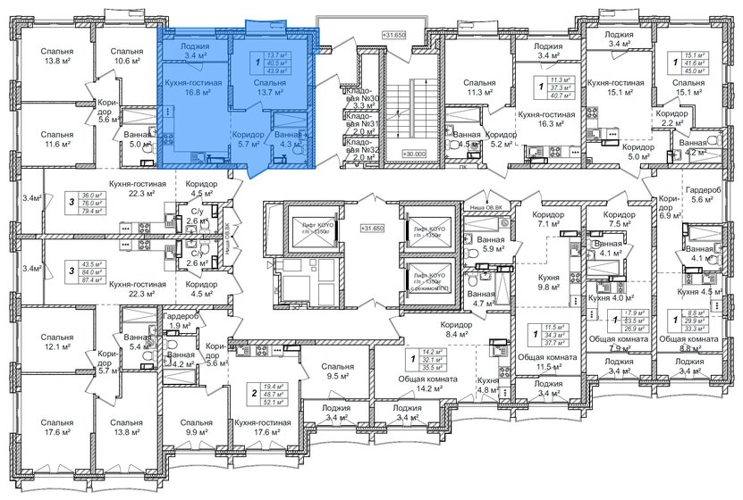 43,9 м², 1-комнатная квартира 7 050 000 ₽ - изображение 1