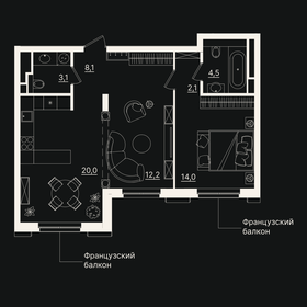 62,5 м², 2-комнатная квартира 15 920 000 ₽ - изображение 12