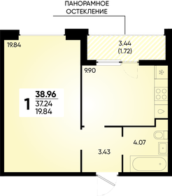 Квартира 39 м², 1-комнатная - изображение 1