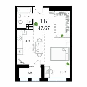Квартира 47,7 м², 1-комнатная - изображение 1