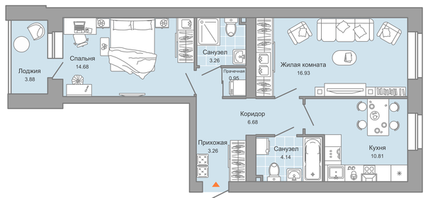 Квартира 63 м², 2-комнатная - изображение 1