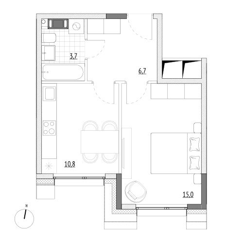 36,2 м², 1-комнатные апартаменты 6 552 200 ₽ - изображение 1