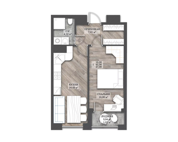 38,1 м², 1-комнатная квартира 3 850 000 ₽ - изображение 50