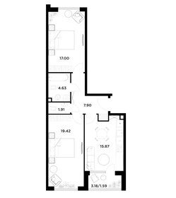 Квартира 86 м², 2-комнатная - изображение 1