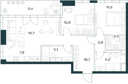 Квартира 82,3 м², 3-комнатная - изображение 1