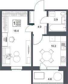 38,8 м², 1-комнатная квартира 4 004 160 ₽ - изображение 16