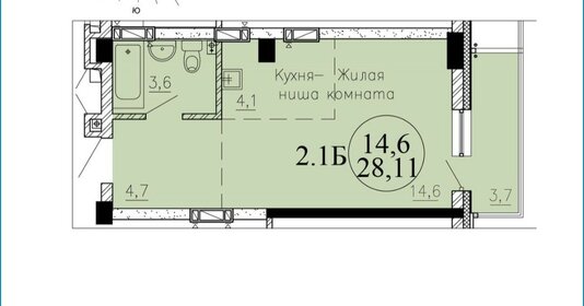 Квартира 29 м², студия - изображение 1