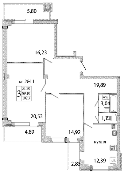 108 м², 3-комнатная квартира 7 237 250 ₽ - изображение 1
