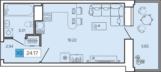 Квартира 24,2 м², студия - изображение 1