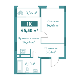 44,4 м², 1-комнатная квартира 6 200 000 ₽ - изображение 44