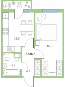 Квартира 36,7 м², 1-комнатная - изображение 1