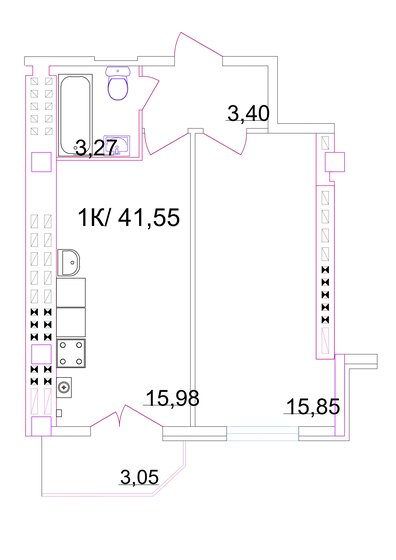 41,6 м², 1-комнатная квартира 3 274 140 ₽ - изображение 1