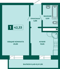 43,8 м², 1-комнатная квартира 5 300 000 ₽ - изображение 58