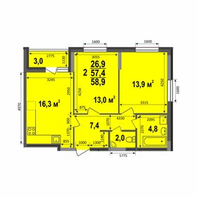 Квартира 58,9 м², 2-комнатная - изображение 1