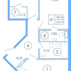 Квартира 65,8 м², 2-комнатная - изображение 2