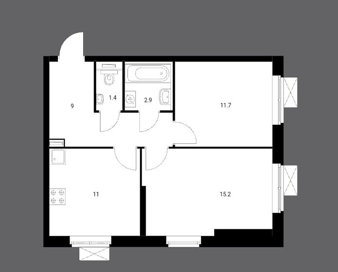 51,2 м², 2-комнатная квартира 20 000 000 ₽ - изображение 1