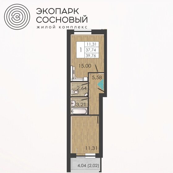 37,6 м², 1-комнатная квартира 5 086 489 ₽ - изображение 1