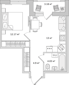 37,3 м², 1-комнатная квартира 5 477 959 ₽ - изображение 18