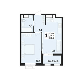 Квартира 39,5 м², 1-комнатная - изображение 1