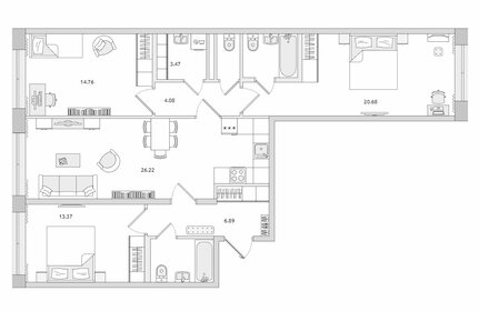 Квартира 98,5 м², 3-комнатная - изображение 1